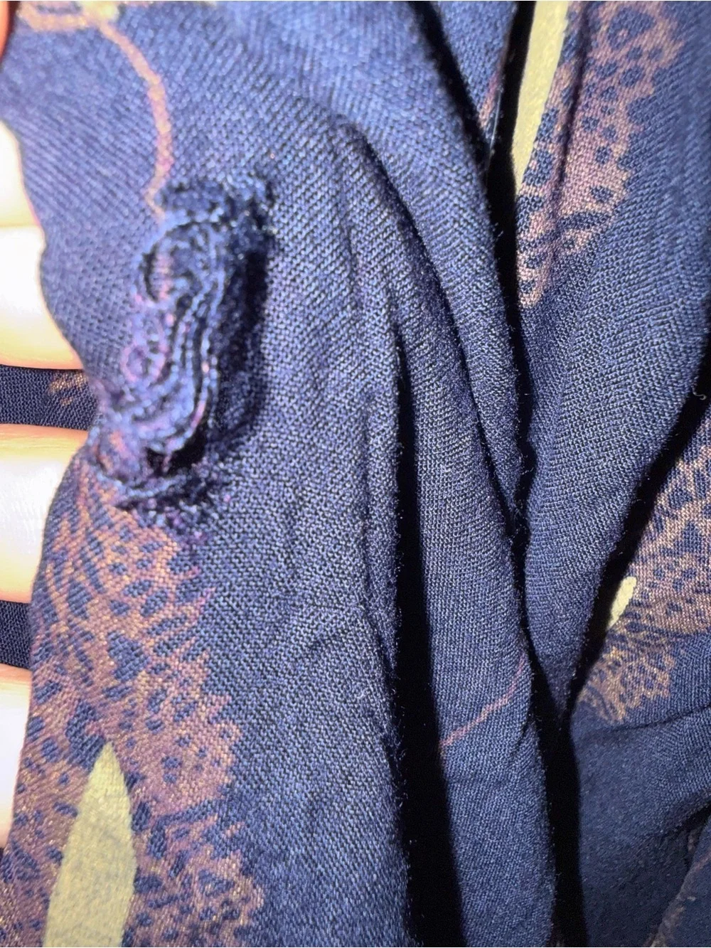 Women's Maternity Navy Dress with Gold Leaf Print - Picture 5 of 5